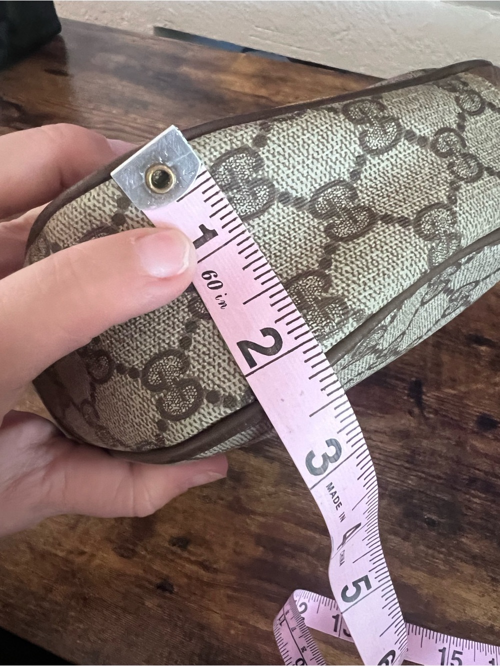 Vintage 80s Gucci Brown GG Supreme Canvas Wristlet with Sherry Line Stripe - Picture 12 of 14